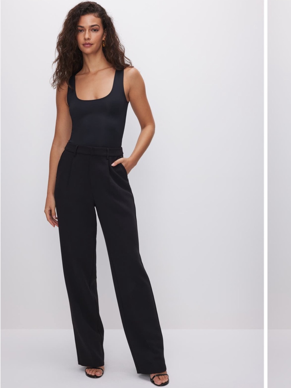 NWT Good American Luxe Suiting Column Wide Leg Trousers in Black